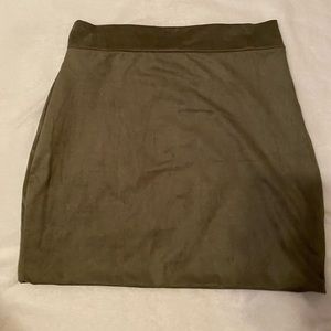 Olive green faux suede mini skirt